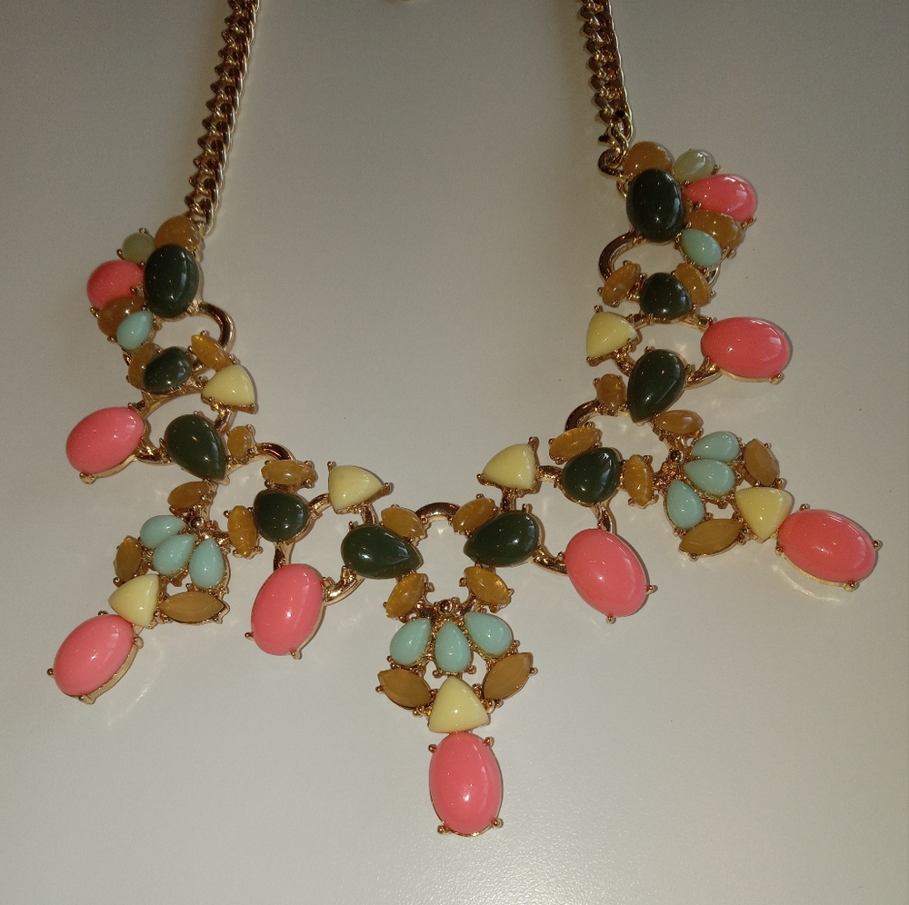 Talbots Gold Toned Multi-Color Statement Necklace - image 2